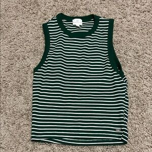 Green and White Striped Sleeveless Top